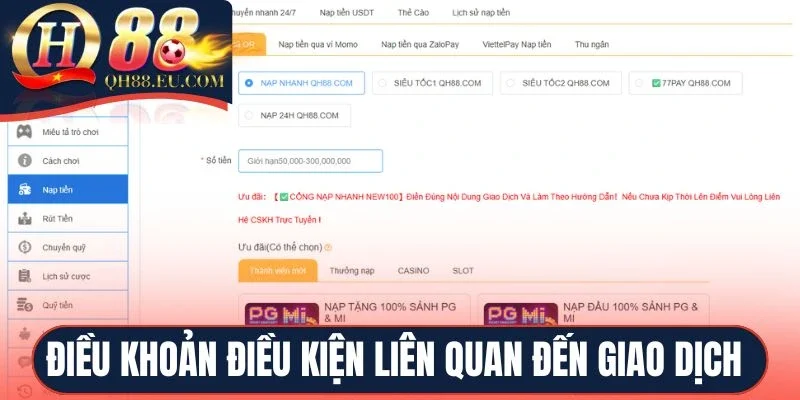 Điều khoản điều kiện liên quan đến giao dịch