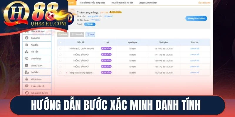 Hướng dẫn bước xác minh danh tính