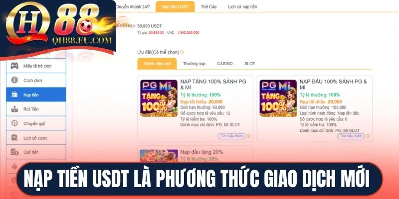 Nạp tiền bằng USDT là phương thức giao dịch mới