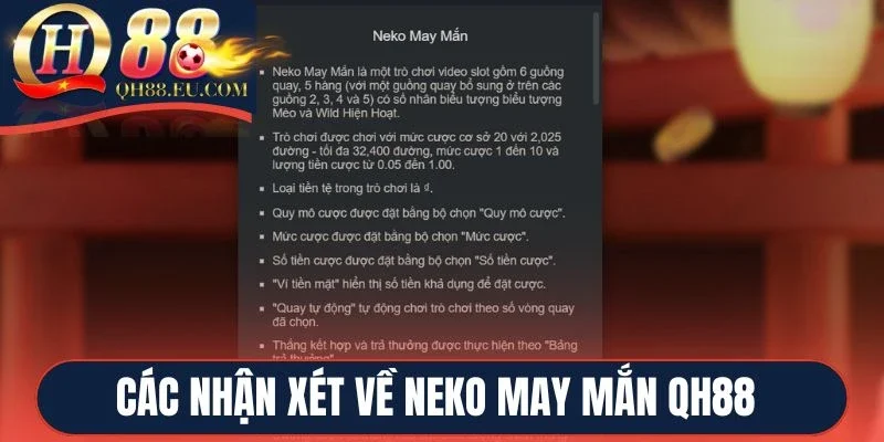 Các nhận xét quay quanh Neko May Mắn QH88