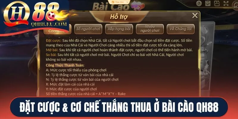Đặt cược & cơ chế thắng thua ở bài cào QH88