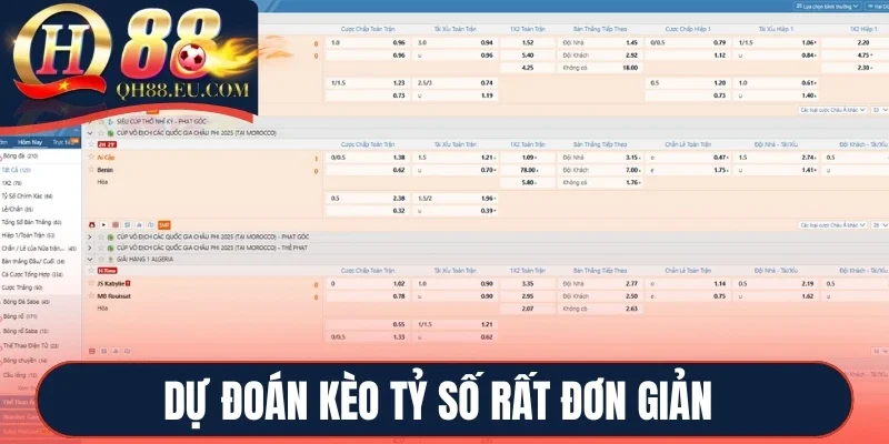 Dự đoán kèo tỷ số rất đơn giản