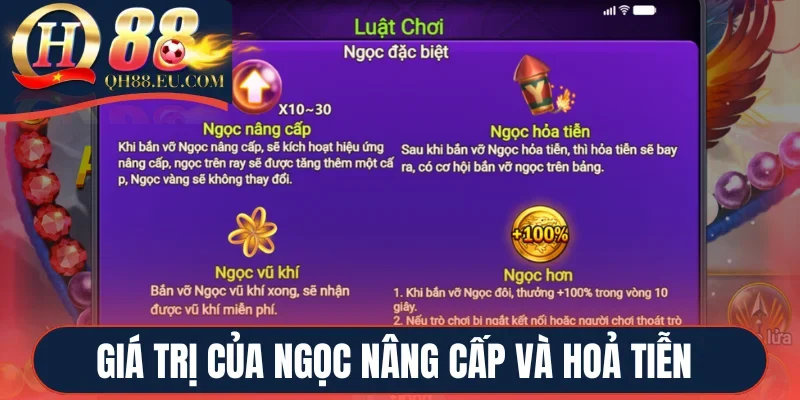 Giá trị của ngọc nâng cấp và hoả tiễn