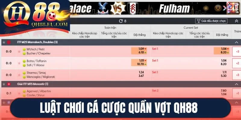 Luật chơi cá cược quần vợt QH88