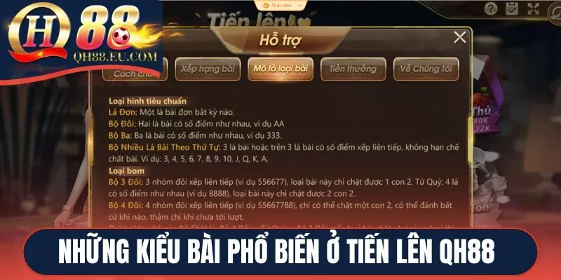 Những kiểu bài phổ biến ở Tiến lên QH88
