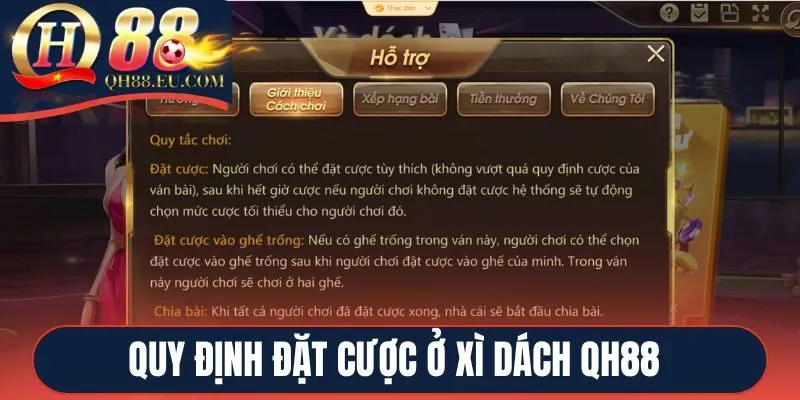 Quy định đặt cược ở xì dách QH88