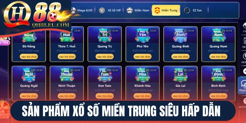 Sảnh Xổ số miền Trung siêu hấp dẫn