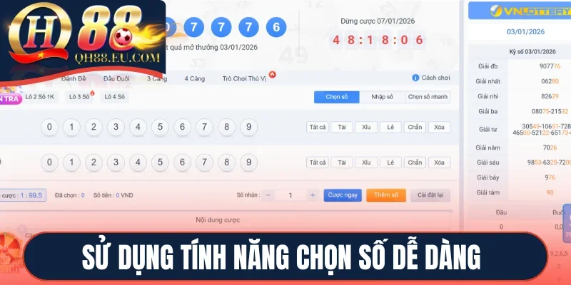 Sử dụng tính năng chọn số dễ dàng