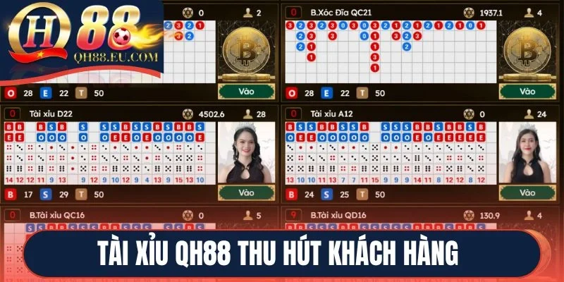 Tài xỉu QH88 thu hút khách hàng