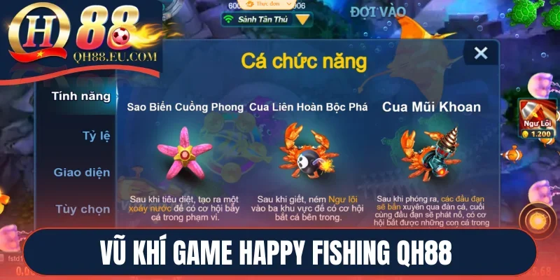 Vũ khí game Happy Fishing QH88